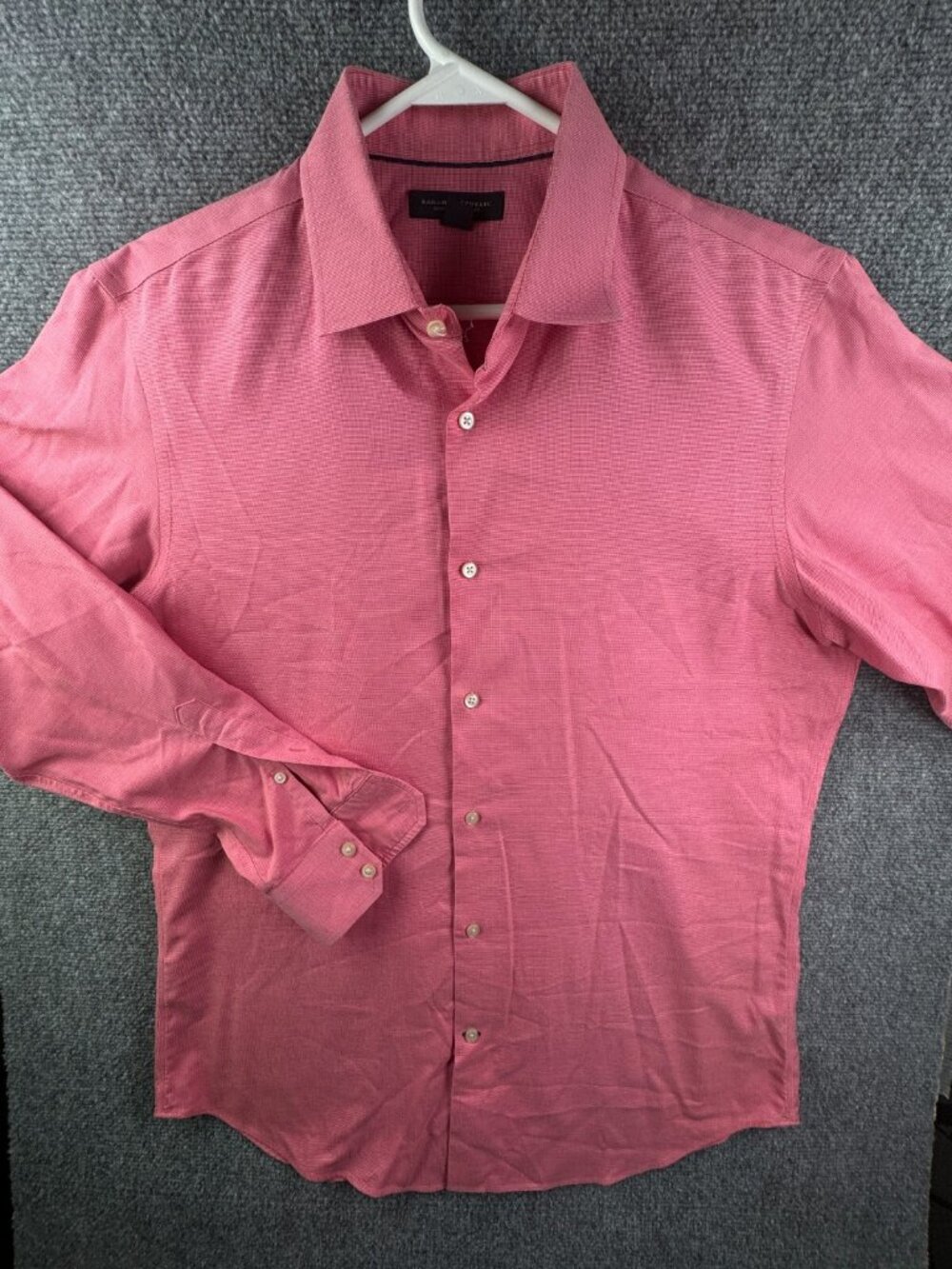 Banana Republic Button Up Shirt Red Non Iron Slim Fit 16 16.5 Large Long Sleeve